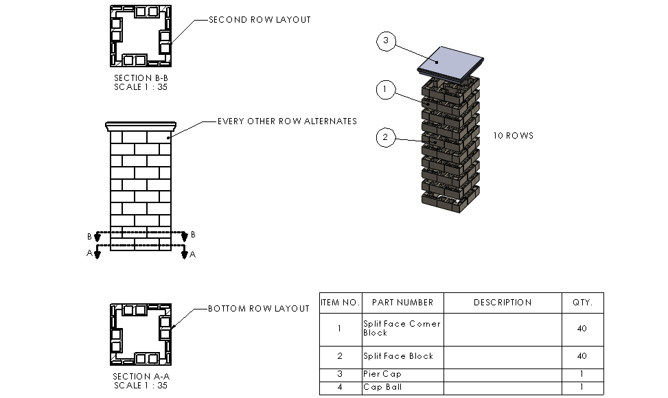 Block Pier Assembly Drawing 2