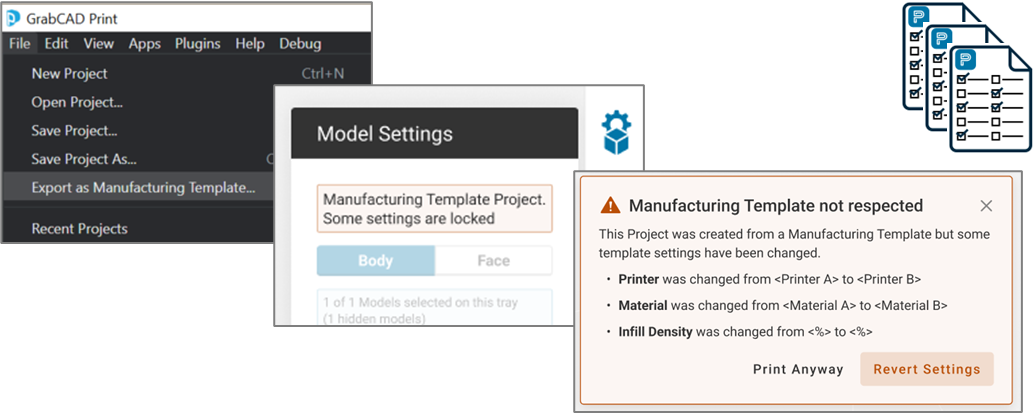 Manufacturing Templates in GrabCAD Print Pro