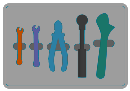completed shadowboard design made with trinckle's additive app suite