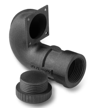 A U-shaped duct printed on the Formlabs Fuse 1+ 30W out of the Nylon 12 GF material.