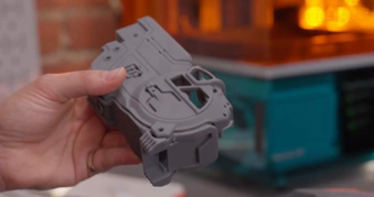 a sample part printed out of Formlabs Alpha Grey resin