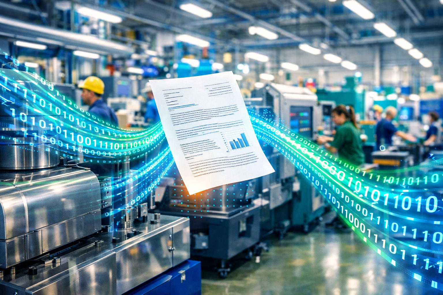 Binary Code Dance in Manufacturing Facility-1