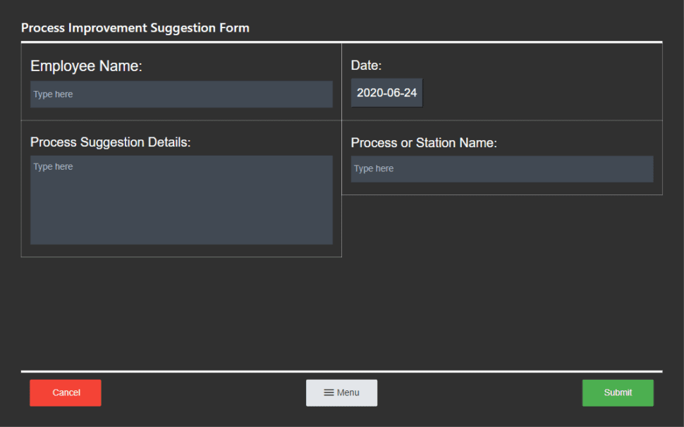 digital continuous process improvement form