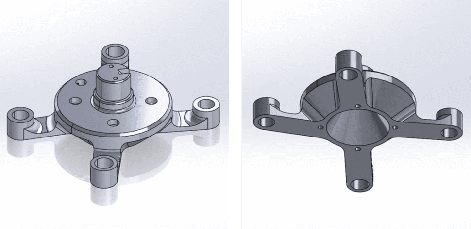 The same customer fixture that has been redesigned using design for additive manufacturing principals. 