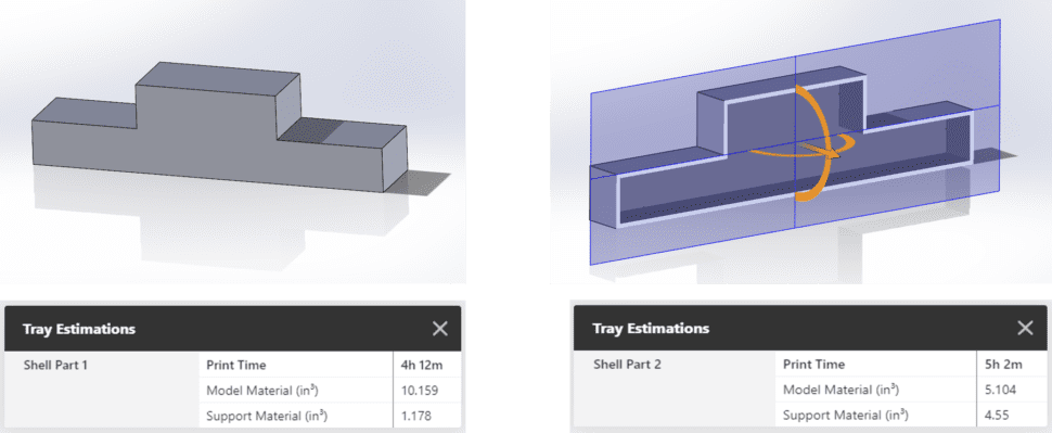 Hollowing your 3d print design saves time and materials. 